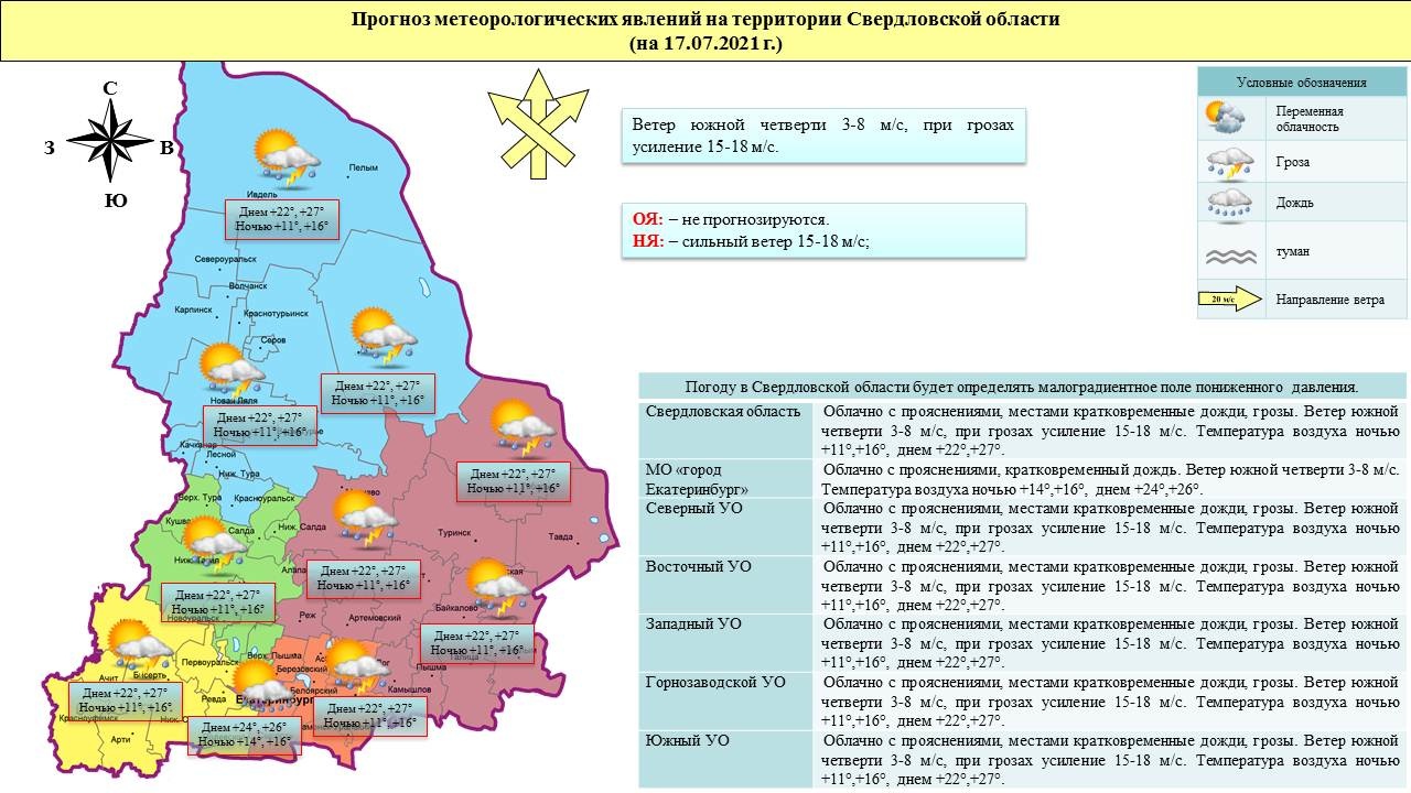 Прогноз ЧС и происшествий на 17 июля 2021 года - Оперативная информация -  Главное управление МЧС России по Свердловской области