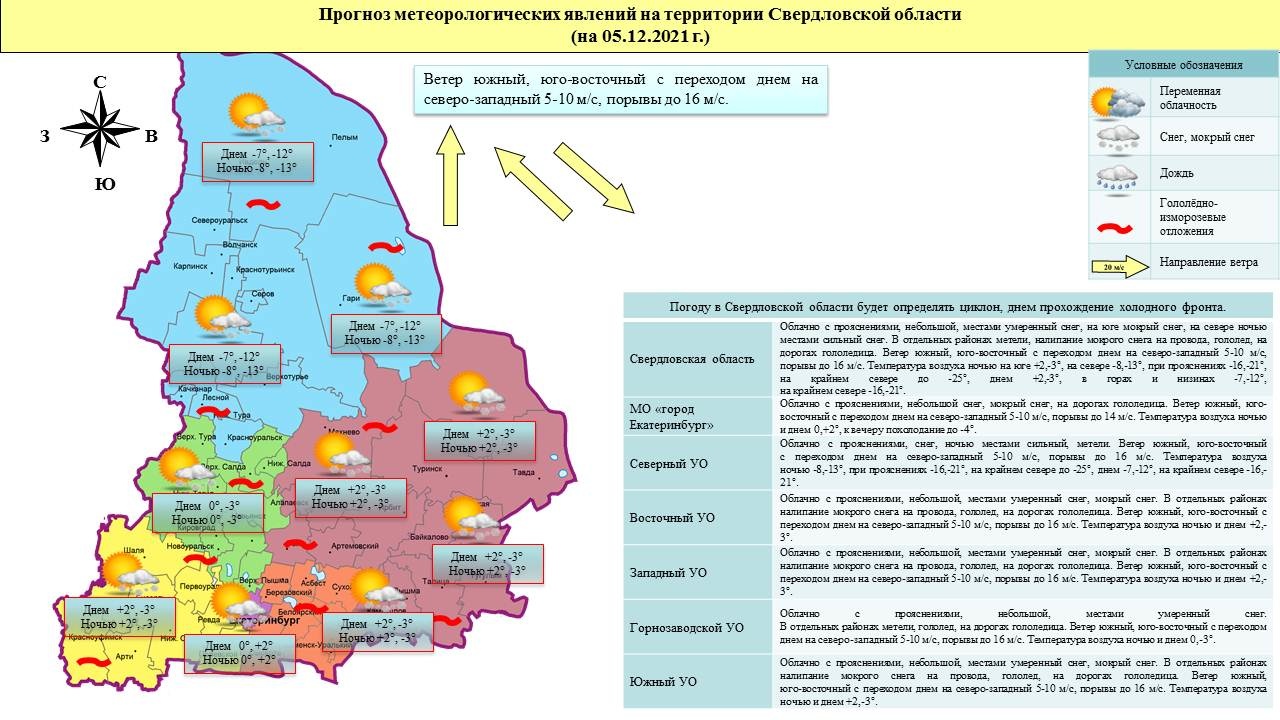 Прогноз ЧС и происшествий на 5 декабря 2021 года - Оперативная информация -  Главное управление МЧС России по Свердловской области