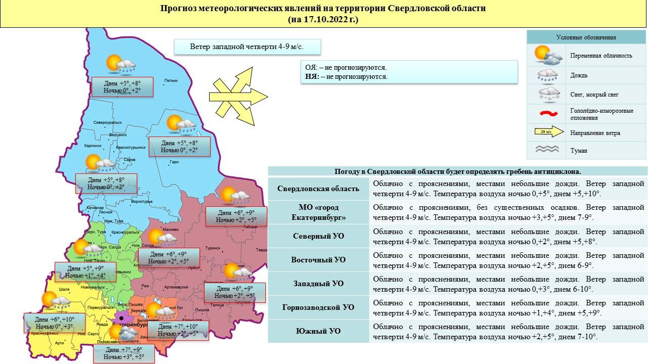 Прогноз ЧС и происшествий на 17 октября 2022 года - Оперативная информация  - Главное управление МЧС России по Свердловской области