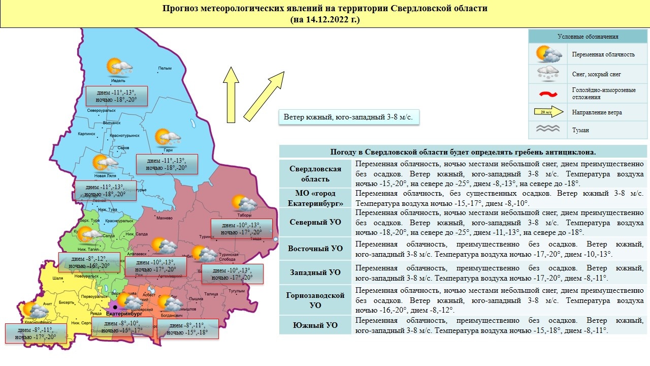 Прогноз ЧС и происшествий на 14 декабря 2022 года - Оперативная информация  - Главное управление МЧС России по Свердловской области